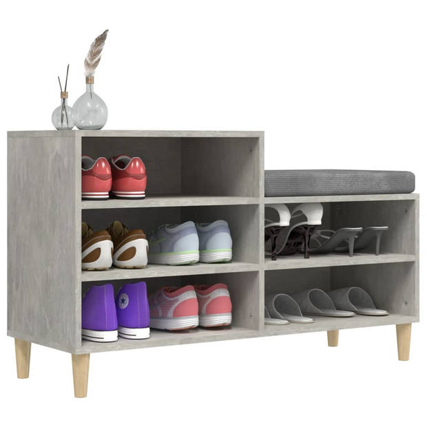 The Living Store Schoenenkast - Betongrijs - 102 x 36 x 60 cm - Duurzaam bewerkt hout en eucalyptushout