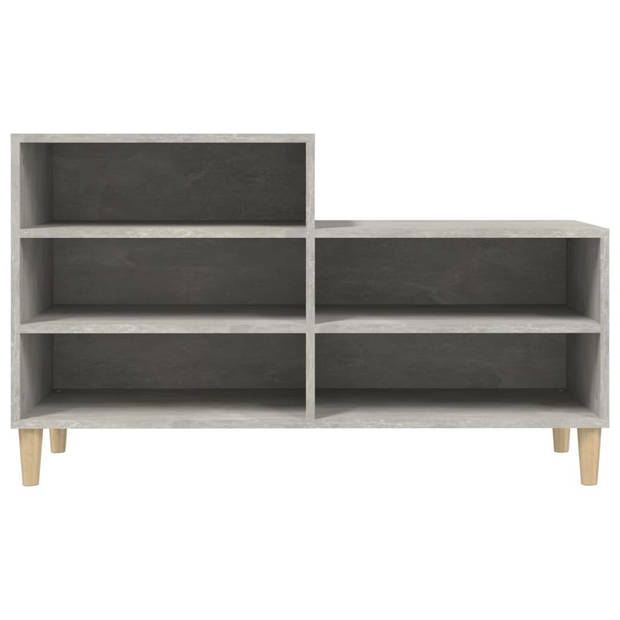 The Living Store Schoenenkast - Betongrijs - 102 x 36 x 60 cm - Duurzaam bewerkt hout en eucalyptushout