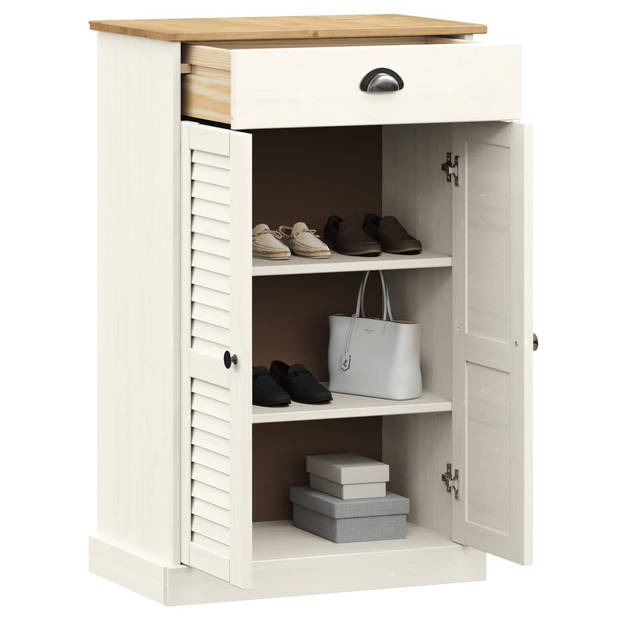 The Living Store VIGO Schoenenkast - 60 x 35 x 96 cm - Massief grenenhout - Wit