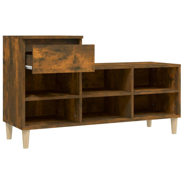 The Living Store Schoenenkast - Gerookt eiken - 102 x 36 x 60 cm - Duurzaam hout - Veel opbergruimte