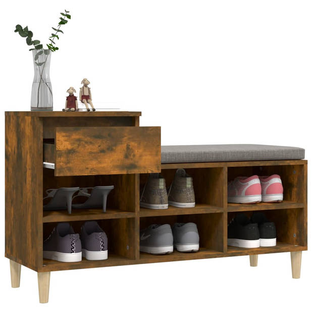 The Living Store Schoenenkast - Gerookt eiken - 102 x 36 x 60 cm - Duurzaam hout - Veel opbergruimte