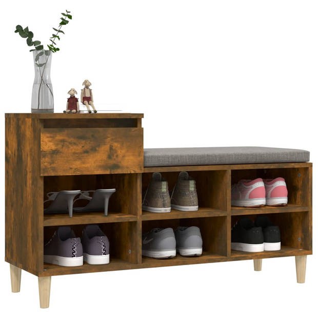 The Living Store Schoenenkast - Gerookt eiken - 102 x 36 x 60 cm - Duurzaam hout - Veel opbergruimte