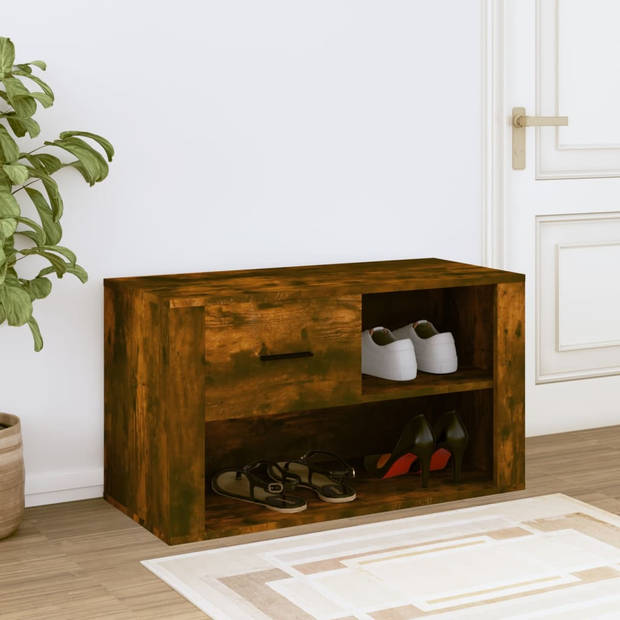 The Living Store Schoenenkast - Gerookt eiken - 80x35x45 cm - Voldoende opbergruimte