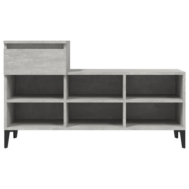 The Living Store Schoenenkast - Betongrijs - 102 x 36 x 60 cm - Duurzaam hout - Metalen poten - Voldoende opbergruimte