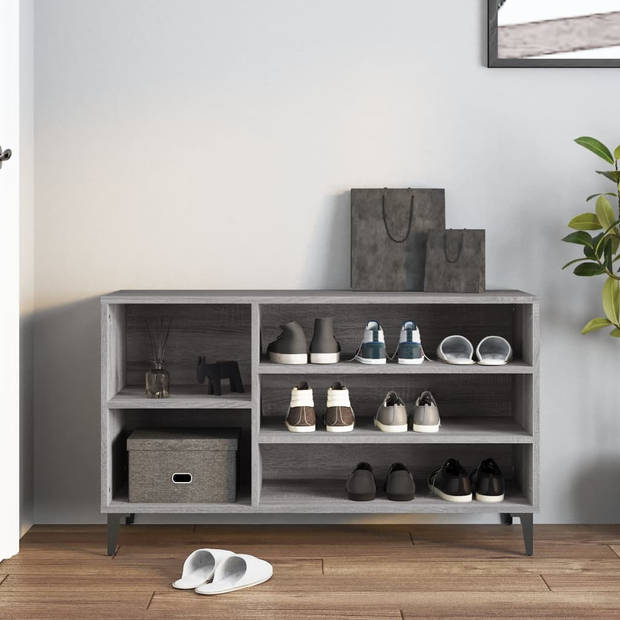 The Living Store Schoenenkast - Grijs Sonoma Eiken - 102 x 36 x 60 cm - Met opbergruimte - Stevig materiaal