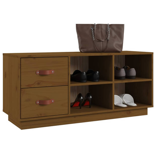 The Living Store Houten Schoenenkast - Gang - 100 x 34 x 45 cm - Massief grenenhout