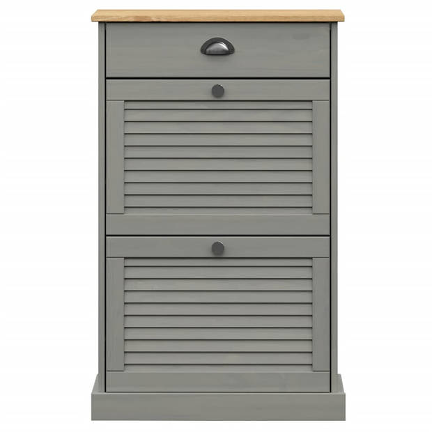 The Living Store VIGO Schoenenkast - 60 x 35 x 96 cm - Massief grenenhout - Grijs