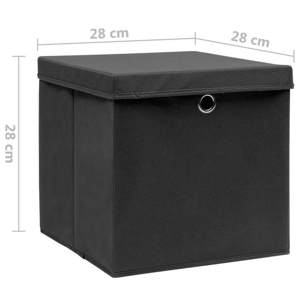 vidaXL Opbergboxen met deksel 4 st 28x28x28 cm zwart