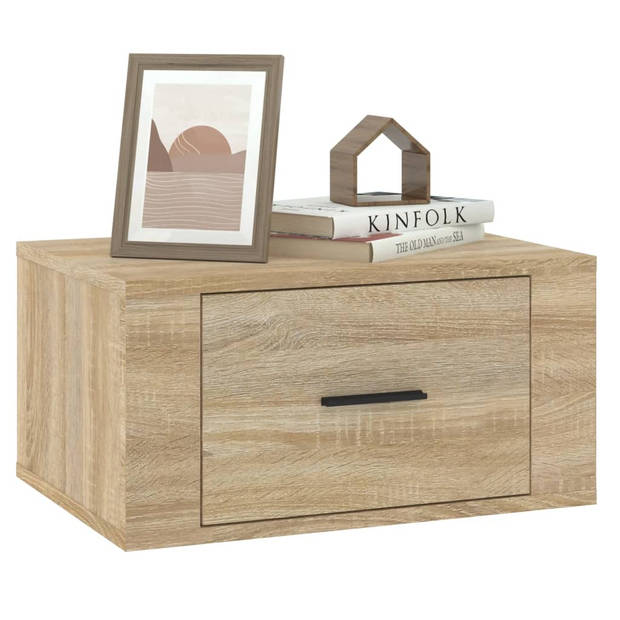 The Living Store Zwevende Wandnachtkastjes - Sonoma Eiken - 50 x 36 x 25 cm - Set van 2