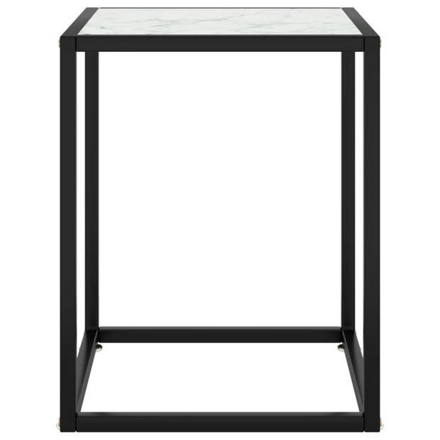 vidaXL Salontafel met wit marmerglas 40x40x50 cm zwart