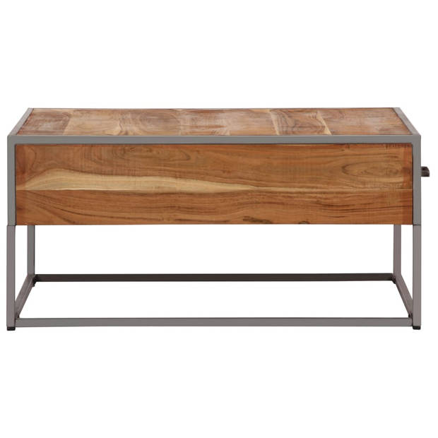 The Living Store Salontafel Antieke Stijl - 75x75x35 cm - Massief Acaciahout - Met 2 lades