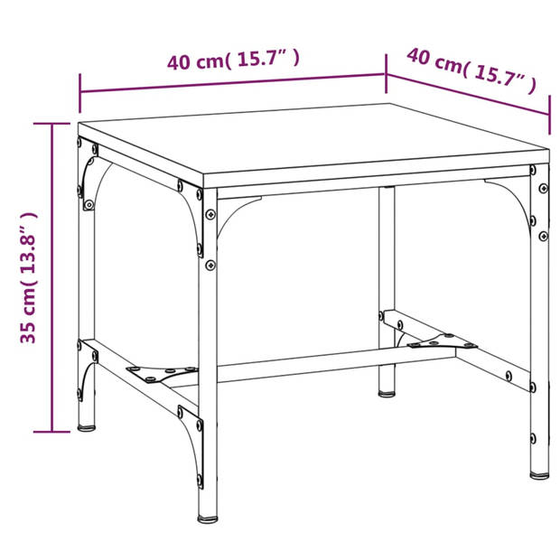 vidaXL Bijzettafels 2 st 40x40x35 cm bewerkt hout bruineiken