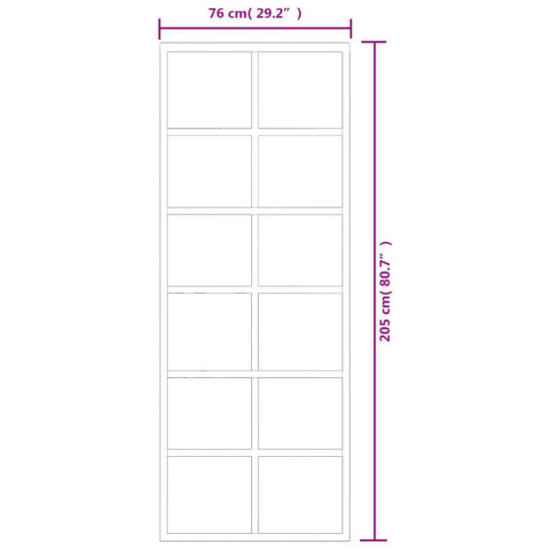 vidaXL Schuifdeur 76x205 cm ESG-glas en aluminium zwart