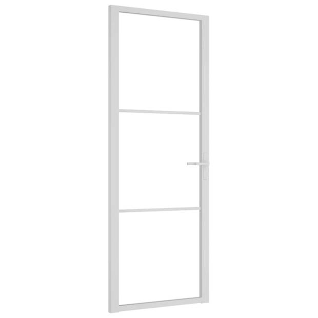 vidaXL Binnendeur 76x201,5 cm ESG-glas en aluminium wit