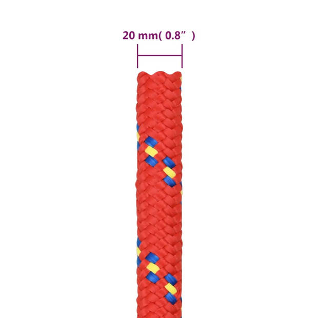 vidaXL Boottouw 20 mm 25 m polypropyleen rood