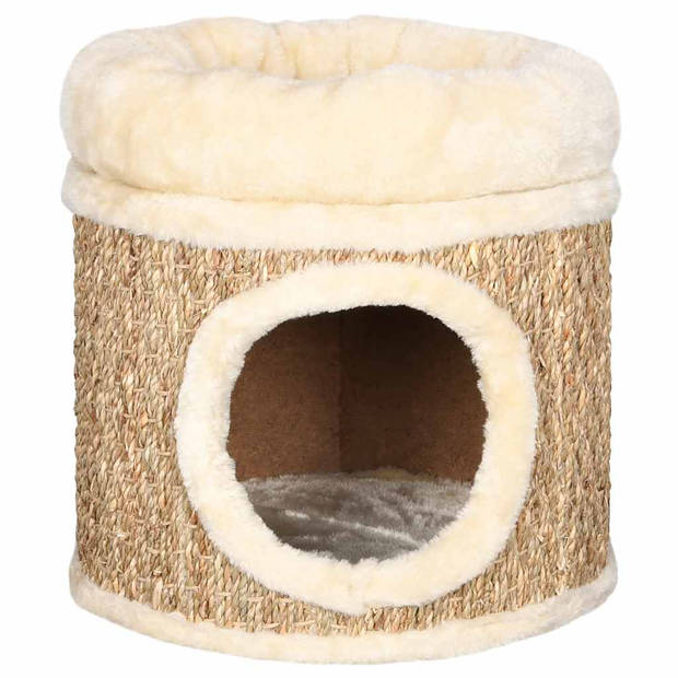 vidaXL Kattenhuis met luxe kussen 33 cm zeegras