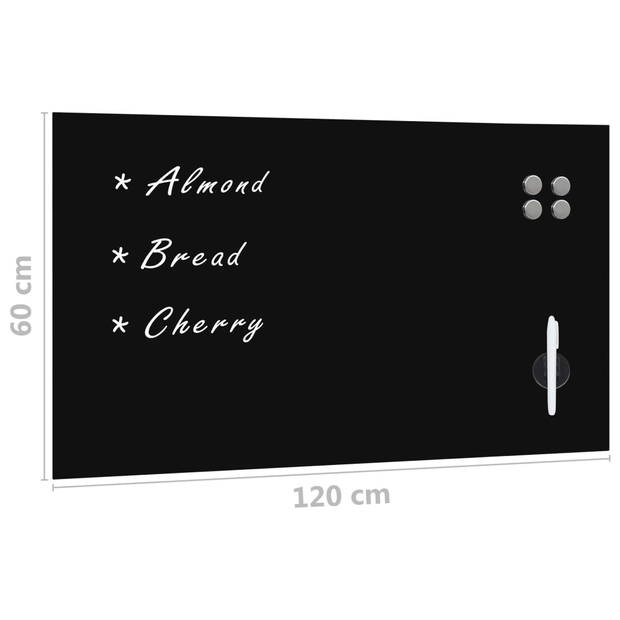 vidaXL Magneetbord wandmontage 120x60 cm glas