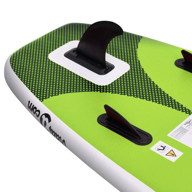 The Living Store SUP Board Groen 300x76x10cm - Opblaasbaar - Venster voor Onderwaterzicht