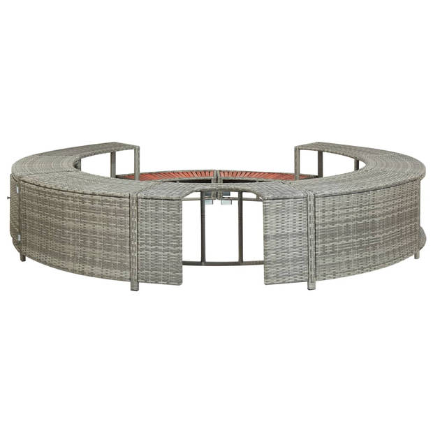 The Living Store Hot Tub Omranding - Poly Rattan - 283 cm - Grijs