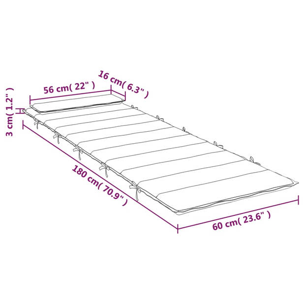 The Living Store Ligbedkussen - 180 x 60 x 3 cm - Oxford stof - Grijs