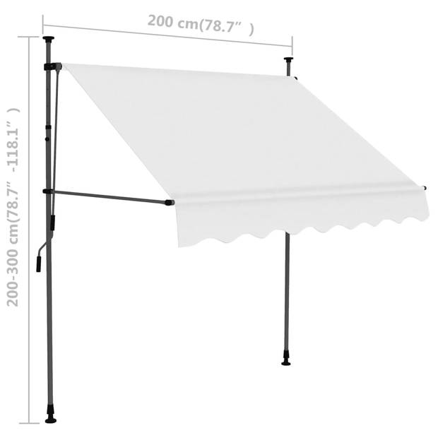 vidaXL Luifel handmatig uitschuifbaar met LED 200 cm crèmekleurig