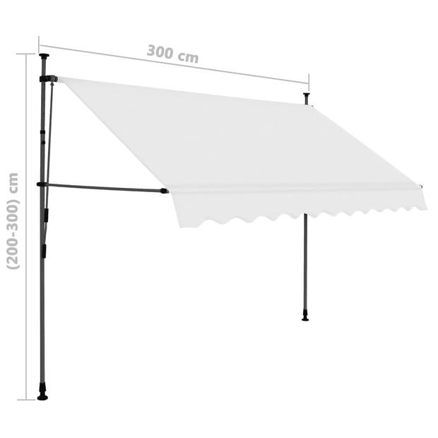 vidaXL Luifel handmatig uitschuifbaar met LED 300 cm crèmekleurig