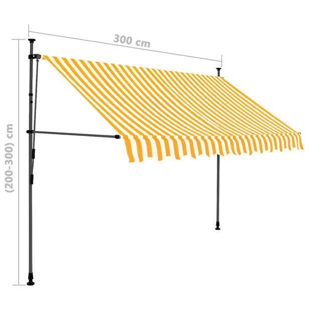 vidaXL Luifel handmatig uitschuifbaar met LED 300 cm wit en oranje