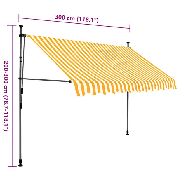 vidaXL Luifel handmatig uitschuifbaar met LED 300 cm wit en oranje