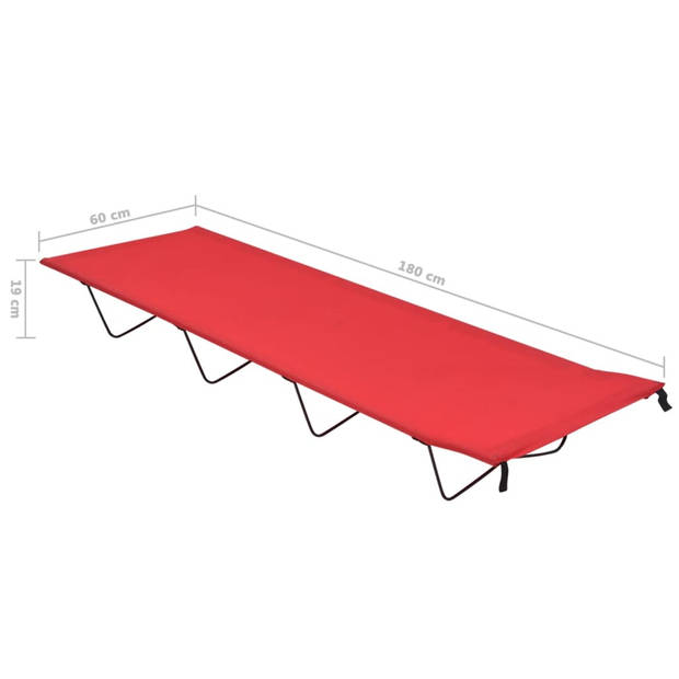 The Living Store Campingbed - Rood - 180 x 60 x 19 cm - Draagvermogen 120 kg