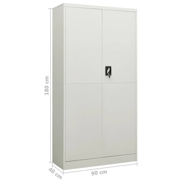 vidaXL Lockerkast 90x40x180 cm staal lichtgrijs