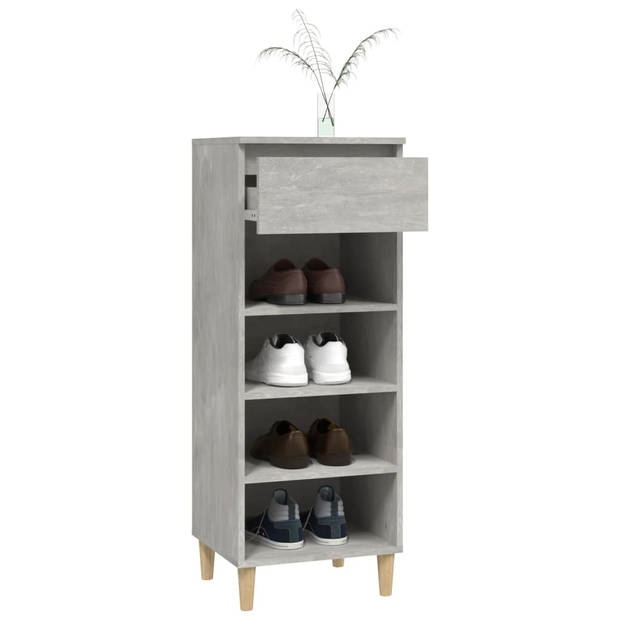 The Living Store Schoenenkast - bewerkt hout - 40 x 36 x 105 cm - betongrijs