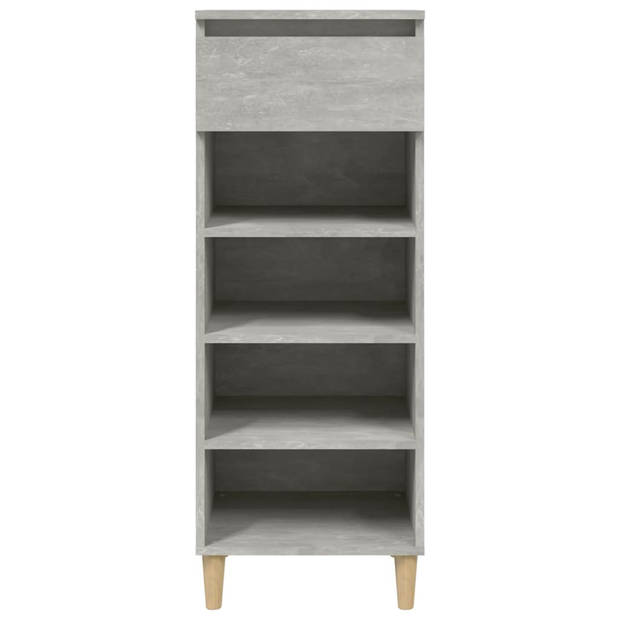 The Living Store Schoenenkast - bewerkt hout - 40 x 36 x 105 cm - betongrijs