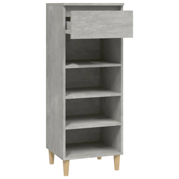 The Living Store Schoenenkast - bewerkt hout - 40 x 36 x 105 cm - betongrijs