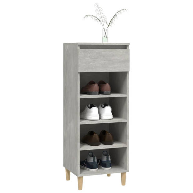 The Living Store Schoenenkast - bewerkt hout - 40 x 36 x 105 cm - betongrijs