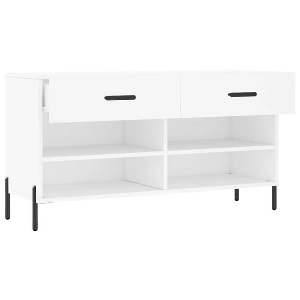 The Living Store Schoenenbank Industriële Stijl - 102 x 35 x 55 cm - Wit