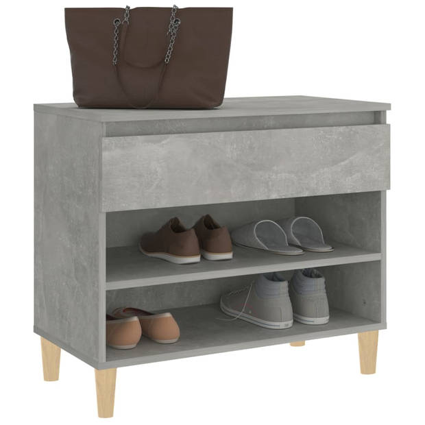 The Living Store Schoenenkast Betongrijs - 70x36x60 cm - Hoge Kwaliteit Hout - 2 Vakken