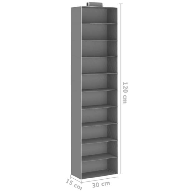 vidaXL Kledingorganisers hangend 2 st met 10 schappen stof