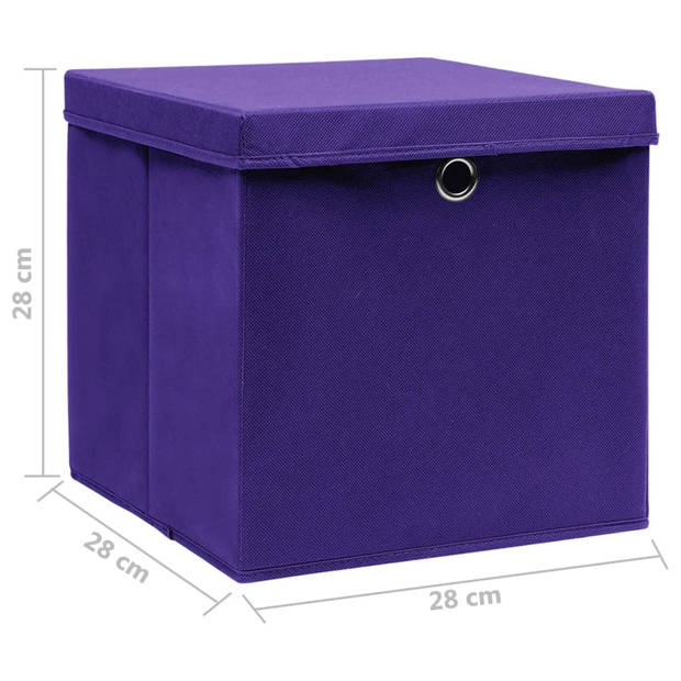 vidaXL Opbergboxen met deksel 10 st 28x28x28 cm paars