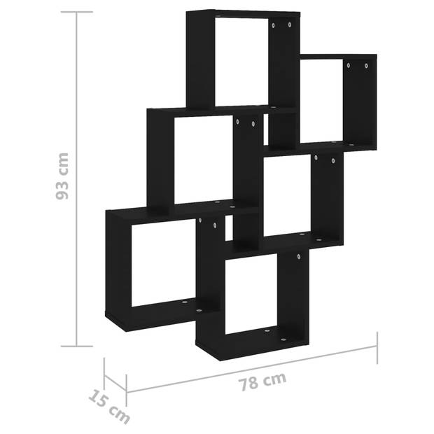 vidaXL Wandschap kubus 78x15x93 cm bewerkt hout zwart