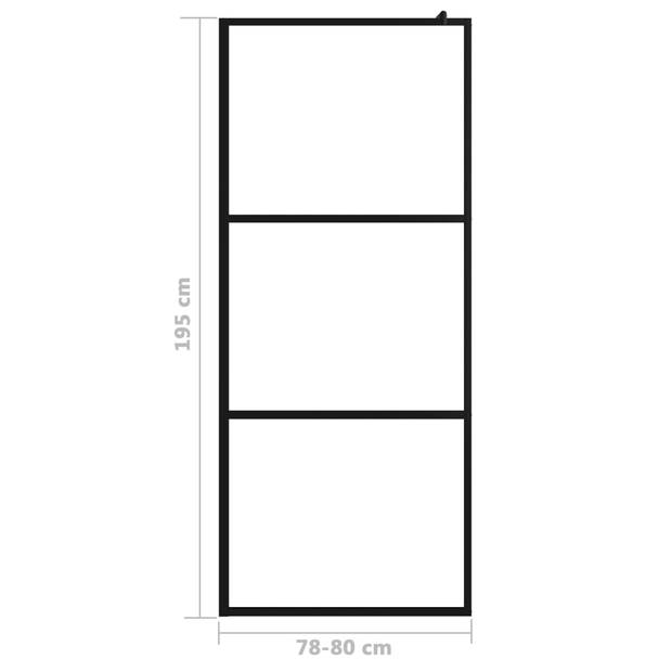 vidaXL Inloopdouchewand transparant 80x195 cm ESG-glas zwart