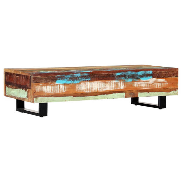 The Living Store Salontafel - Massief gerecycled hout - 120 x 50 x 30 cm - Kleurrijk