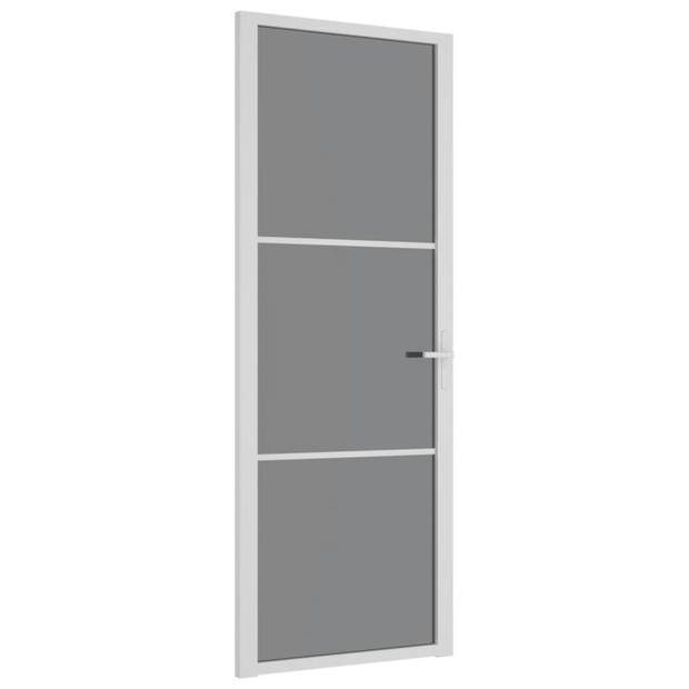 vidaXL Binnendeur 76x201,5 cm ESG-glas en aluminium wit