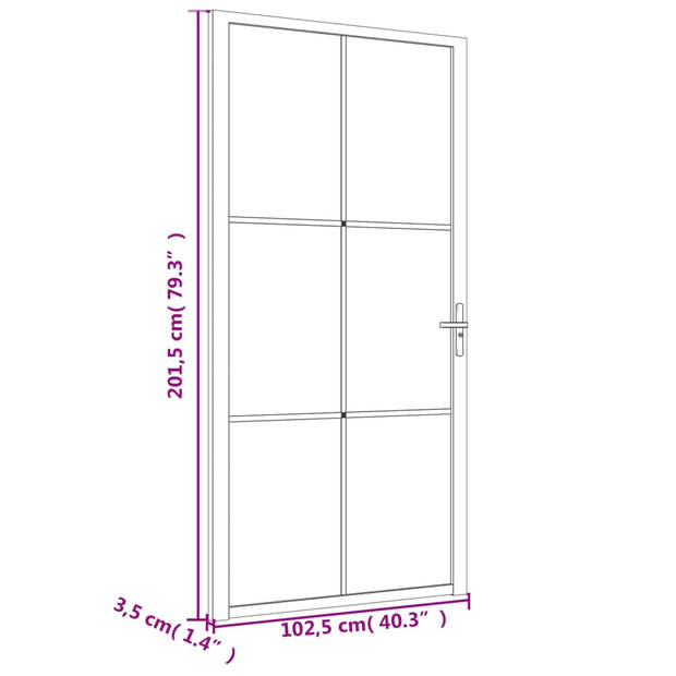 vidaXL Binnendeur 102,5x201,5 cm matglas en aluminium wit