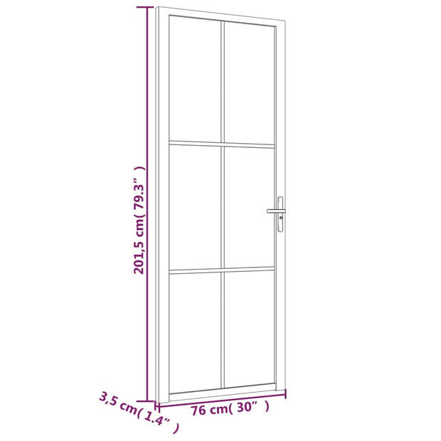 vidaXL Binnendeur 76x201,5 cm matglas en aluminium wit