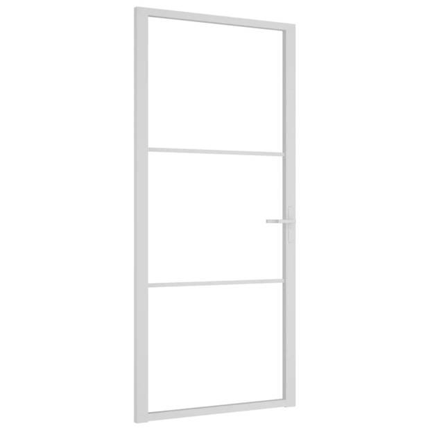 vidaXL Binnendeur 93x201,5 cm ESG-glas en aluminium wit