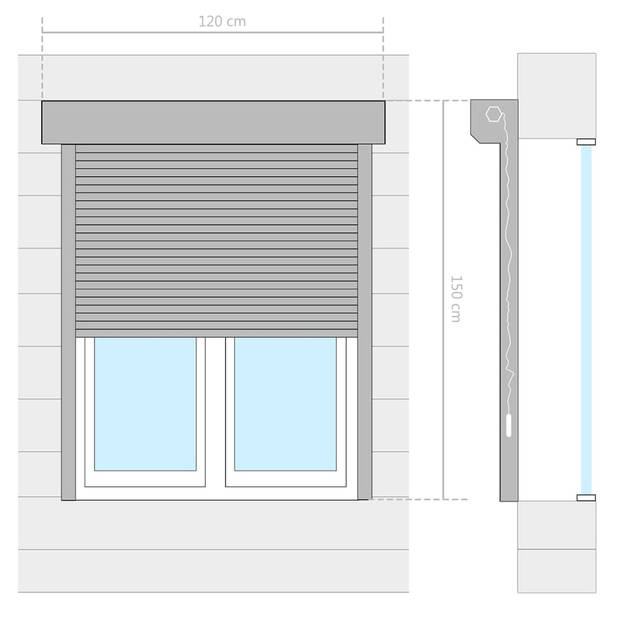 The Living Store Rolluik - Aluminium - 120 x 150 cm - Hoge windstabiliteit - Goede isolatie - Slijtvast en