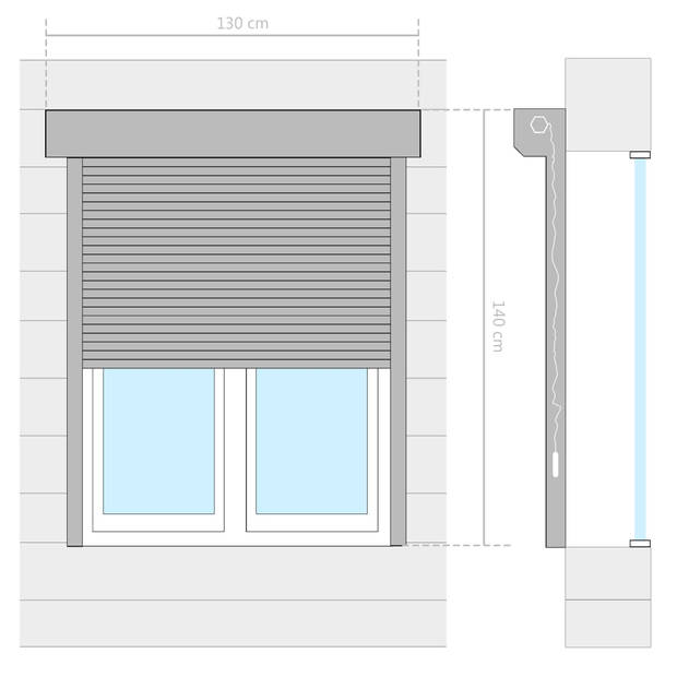 The Living Store Rolluik - Voorgebouwd - 130 x 140 cm - Antraciet