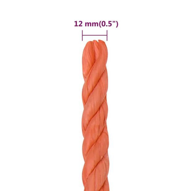 vidaXL Werktouw 12 mm 25 m polypropeen oranje