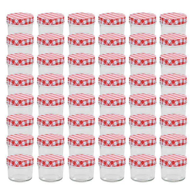 vidaXL Jampotten met wit met rode deksels 48 st 110 ml glas