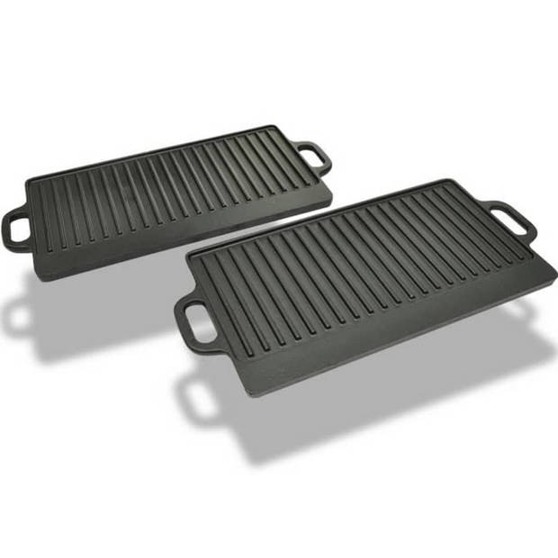 vidaXL Grillplaat gietijzer dubbelzijdig 38x23 cm 2 st